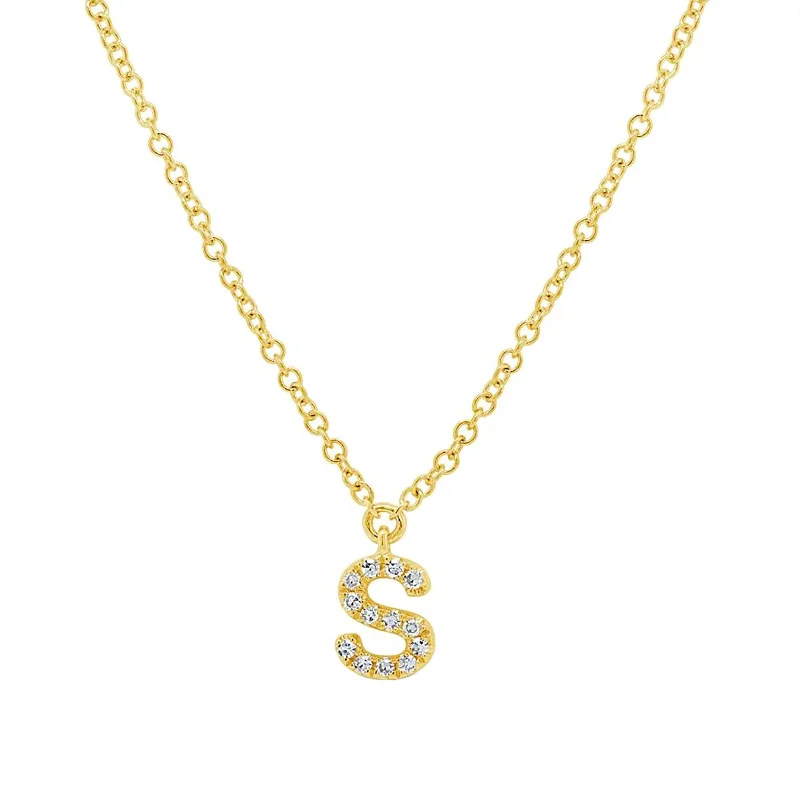 pearl pendant necklace for women-Diamond Initial Pendant - Letter S