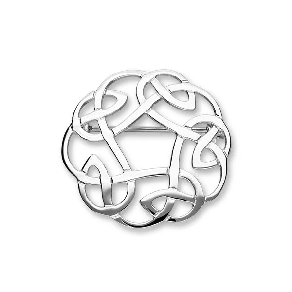 seasonal crystal brooch for women-Celtic Silver Brooch B268