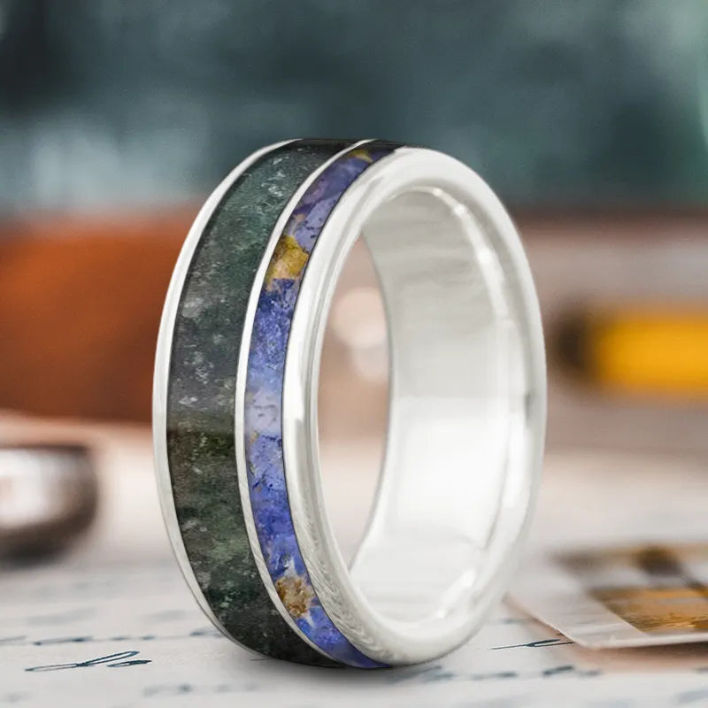 trendy wedding band for women with diamonds and sapphires-Custom Design - 2-Inlay Offset Ring icH8jx5scbombRLOrmSykjSz