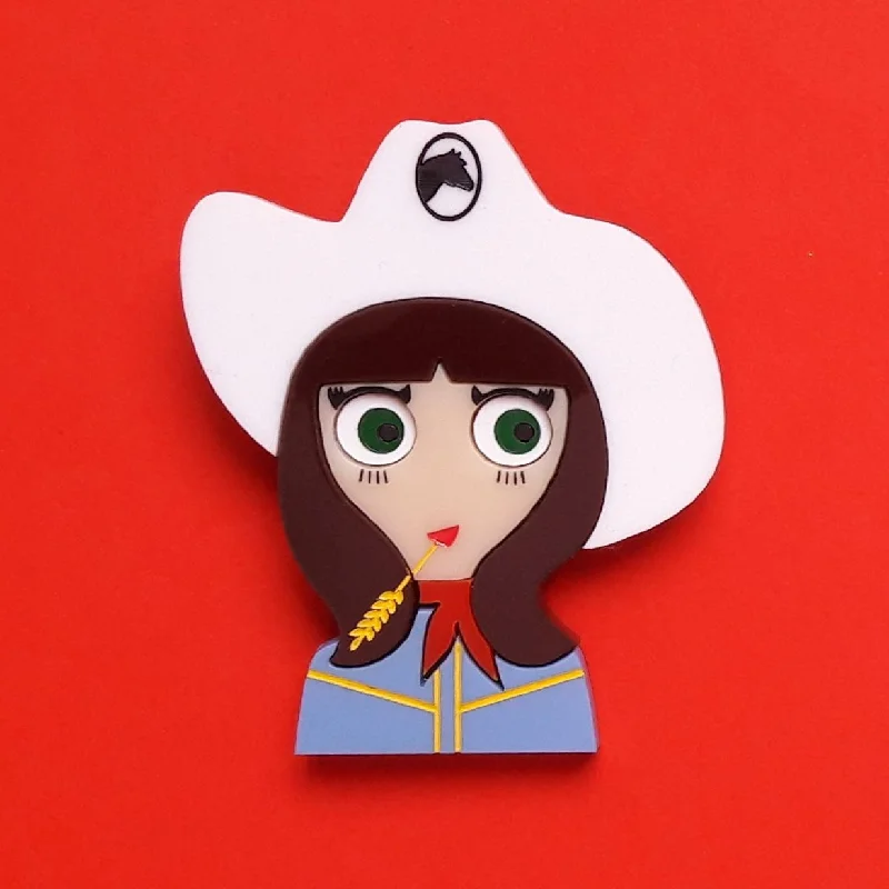 vintage bird brooch for women-JO Cowgirl Acrylic Brooch, February Limited Numbered Edition