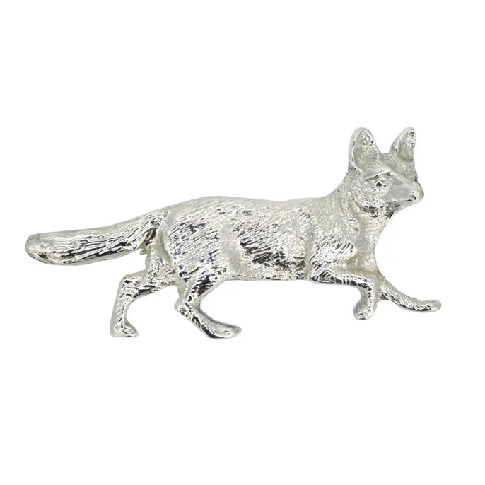 rhinestone brooch for women-Silver Fox Brooch