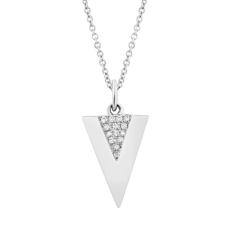 statement chain necklace for women-14K White Gold Diamond Triangle Pendant