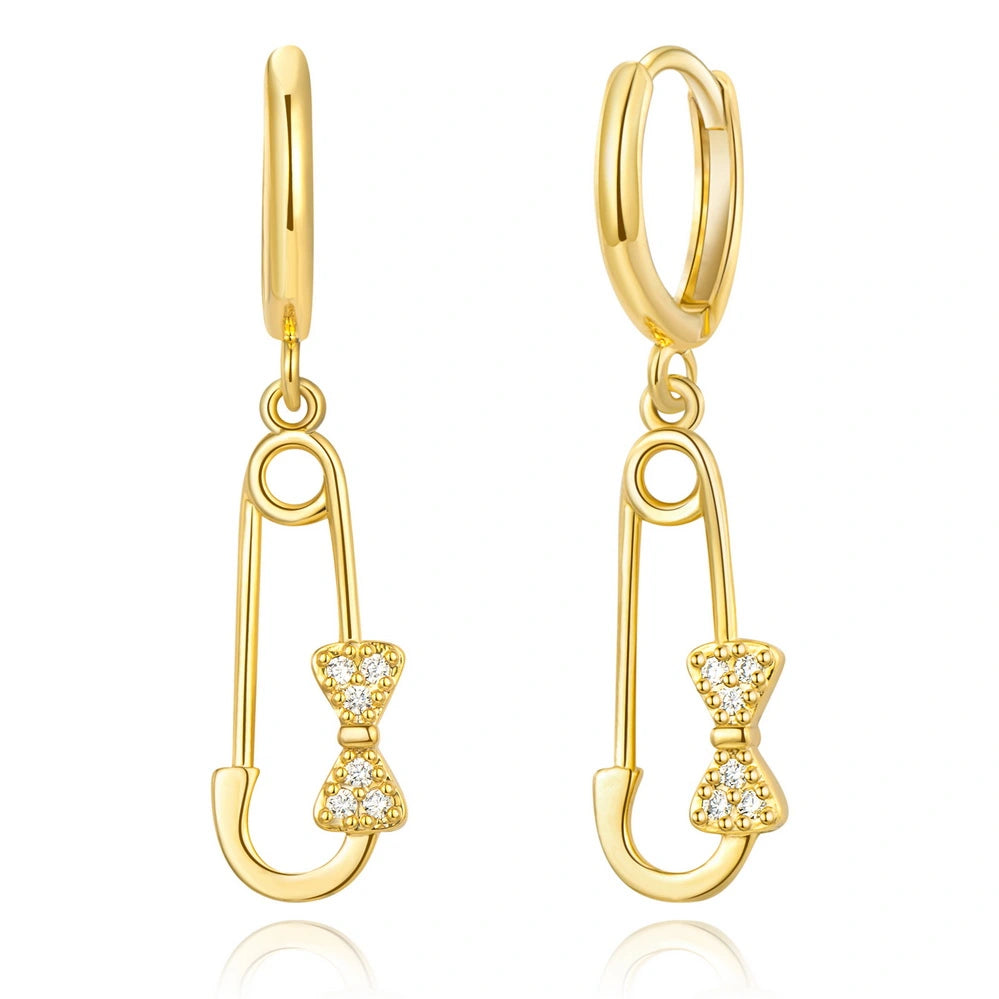 floral stud earrings for women-14K Gold Huggies Hoop Dangle Drop Earrings- Pin hoop