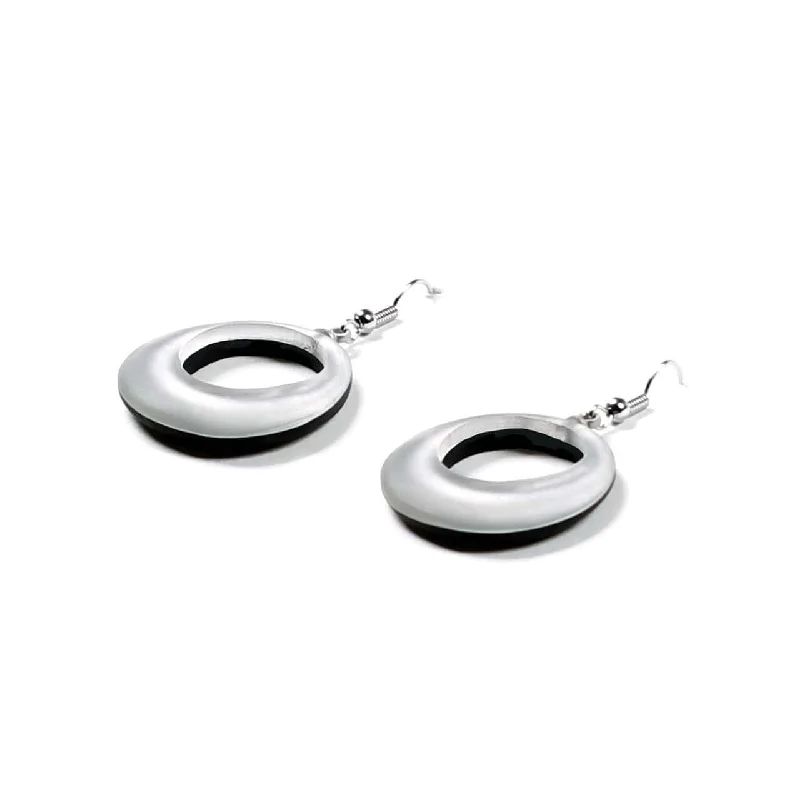 beautiful pearl earrings for women-White Hollow Circle Earrings