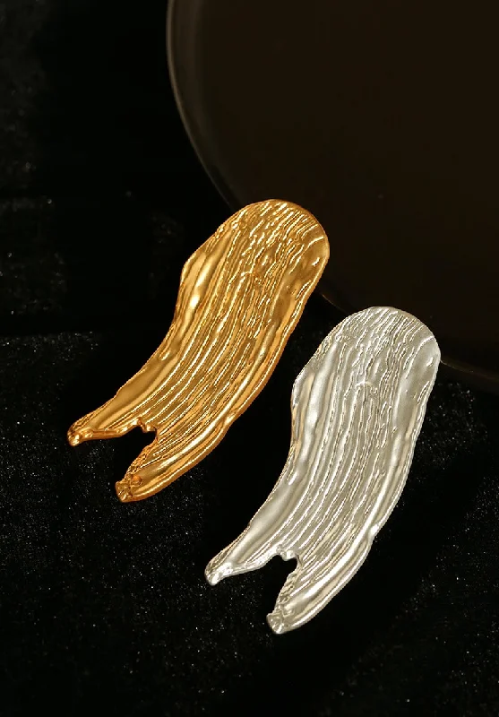 sparkling brooch for women-Golden Silver Stroke Artistic Brooch