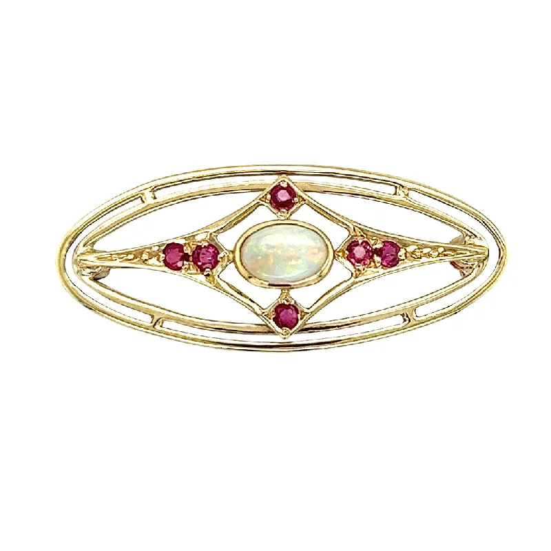 creative brooch for women-Opal & Ruby Brooch