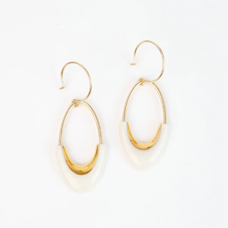 minimalist earrings for women-White Eden Oval Earrings