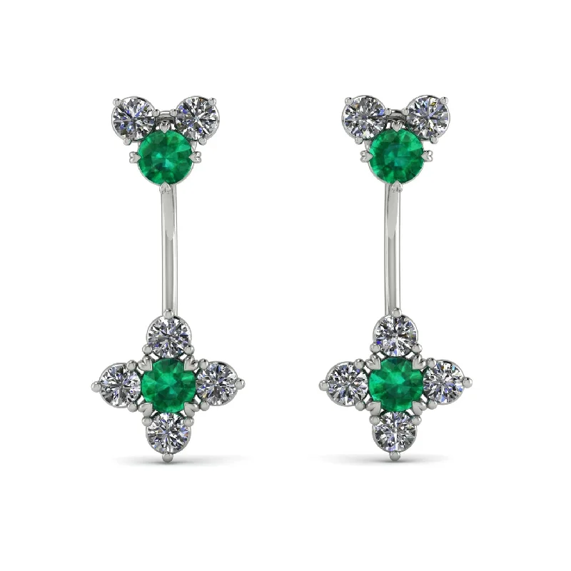 diamond hoop earrings for women-Hanging Emerald Compass Earrings - Brittany No. 6