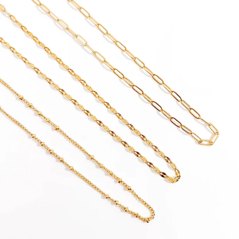 pearl necklace for women-Gold Dainty Chains Bundle