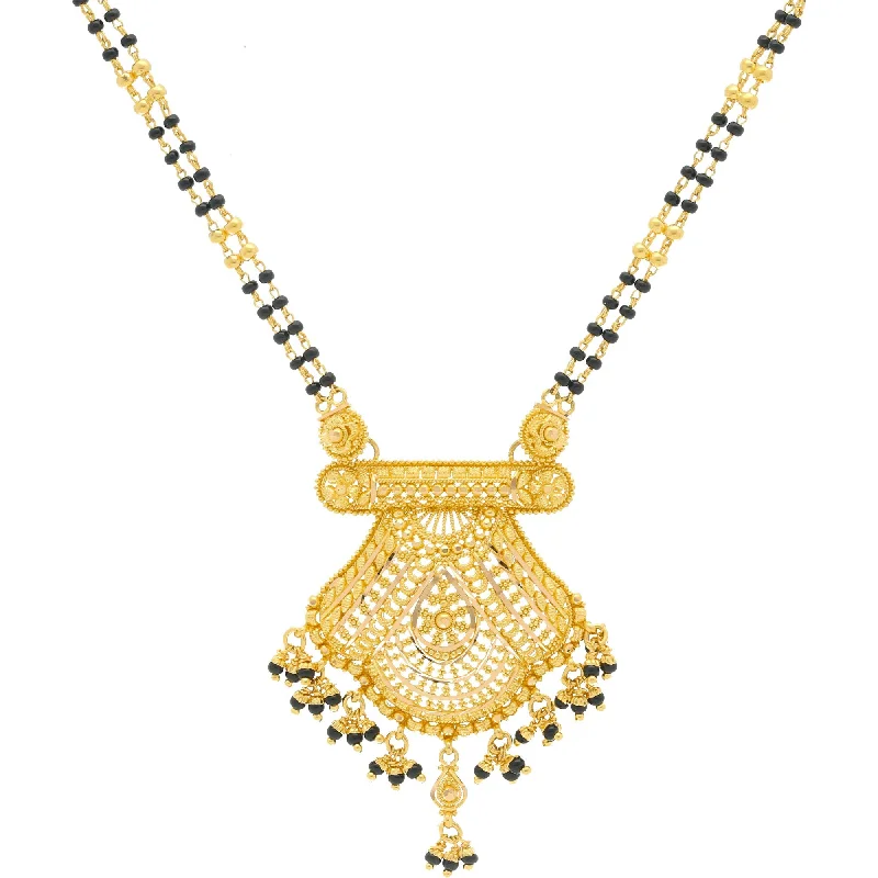 simple heart necklace for women-22K Gold Elegant Mangalsutra Black Beads Chain, Length 30inches