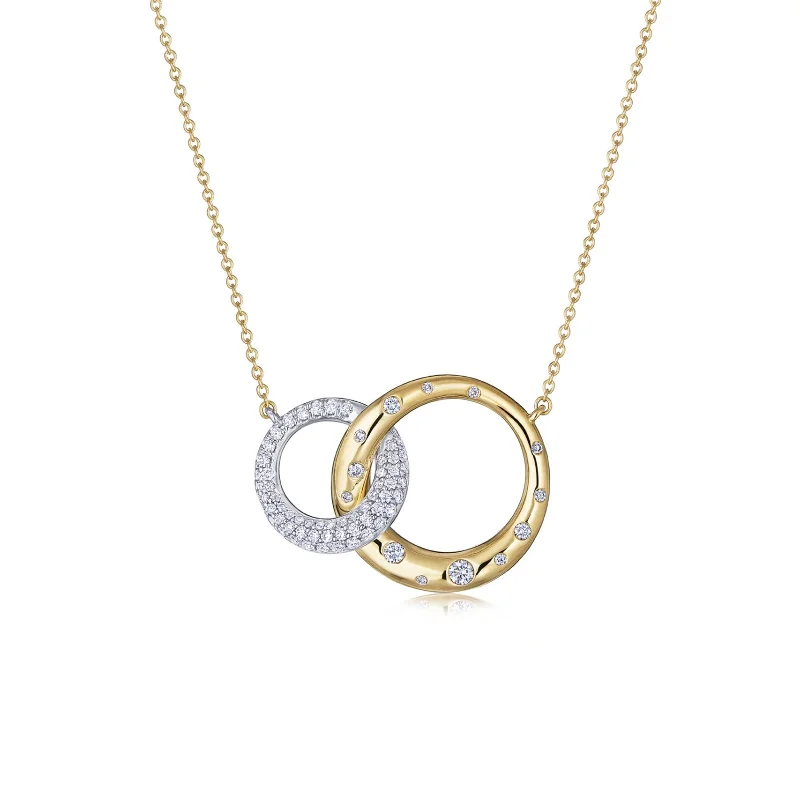 sterling silver chain necklace for women-Cobblestone Interlocking Pendant with Diamonds