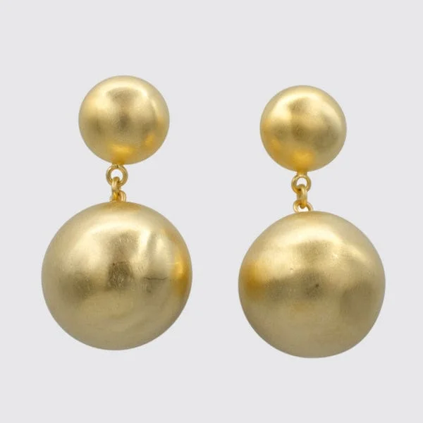 crystal stud earrings for women-Gold Plated Large Ball Drop Stud Earrings