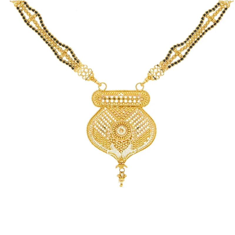 classic diamond pendant necklace for women-22K Gold Mangalsutra Black Beads Chain, Length 32inches