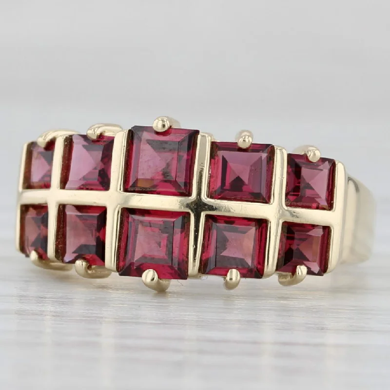 non-traditional engagement rings for women-3ctw Garnet Squares Ring 14k Yellow Gold Size 7