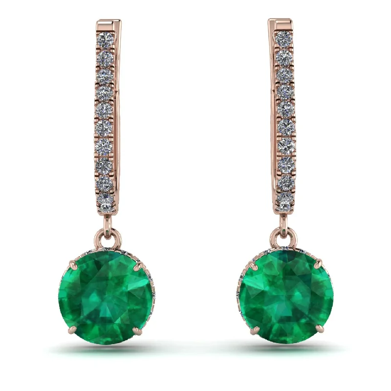 delicate drop earrings for women-Emerald Dangle Earrings With Hidden Halo - Adaline No. 5