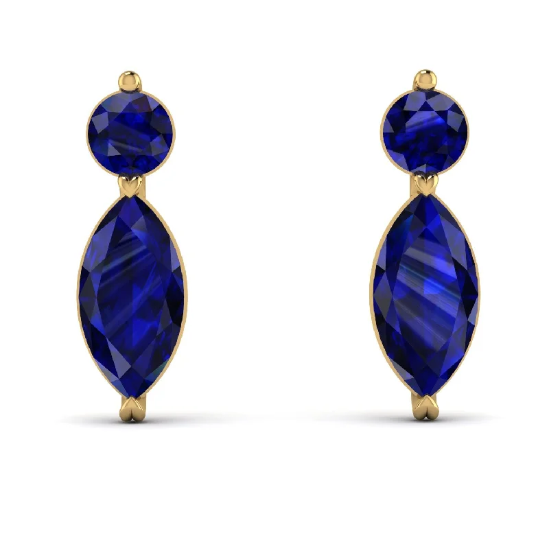 multi-colored earrings for women-Hanging Marquise Sapphire Earrings - Lacey No. 13