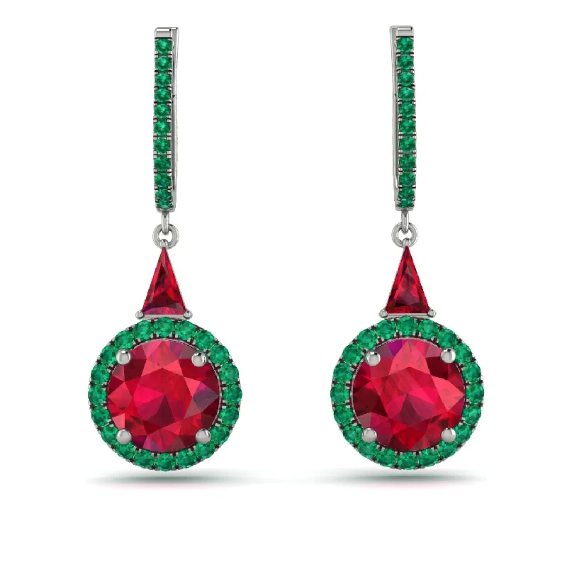 pearl chain earrings for women-Hidden Halo Ruby Earrings - Joanna No. 27