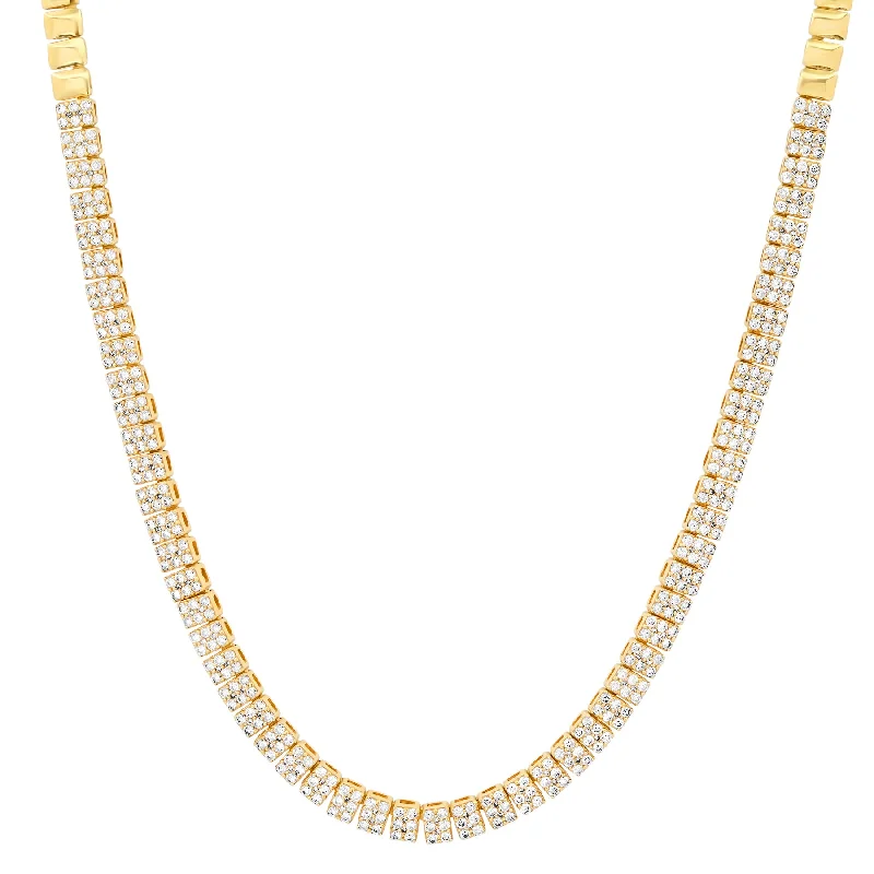 simple chain necklace for women-DIAMOND & CUSHION LINK CHAIN, 14kt GOLD