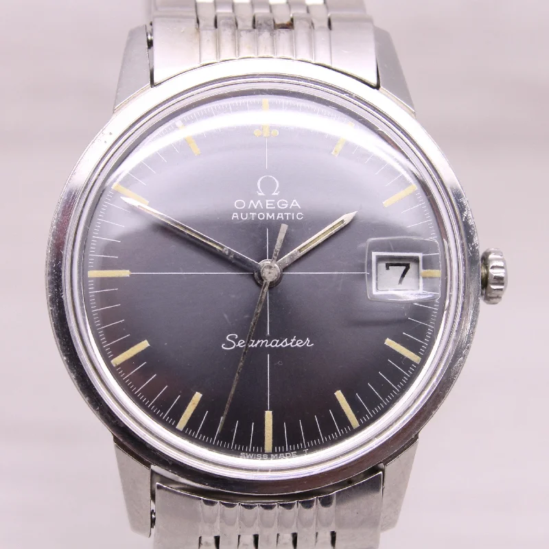 affordable engagement rings for women-Vintage 1966 Omega Seamaster Men 34mm Steel Automatic Watch 565 Speedy Companion