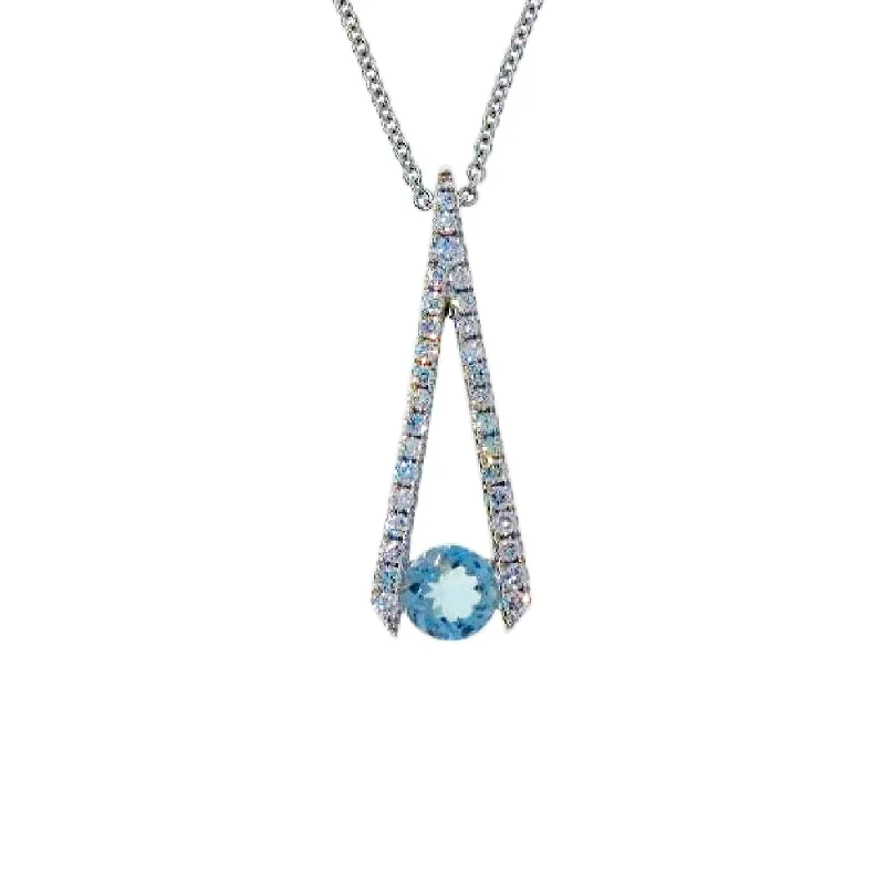 twisted necklace for women-Aquamarine & Diamond Pendant