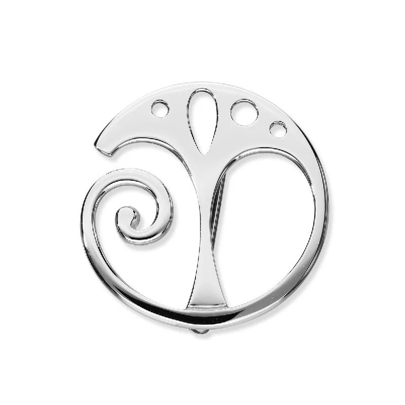 enamel brooch for women-Tree of Life Silver Brooch B566