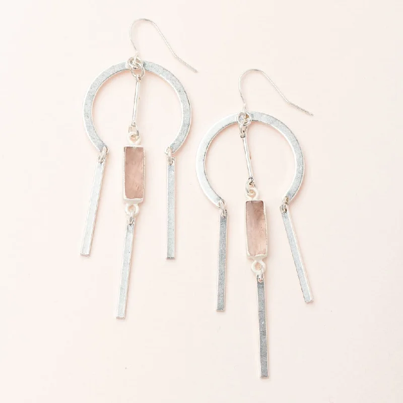 trendy earrings for women-Scout Dream Catcher Rose Quartz/Silver Stone Earrings