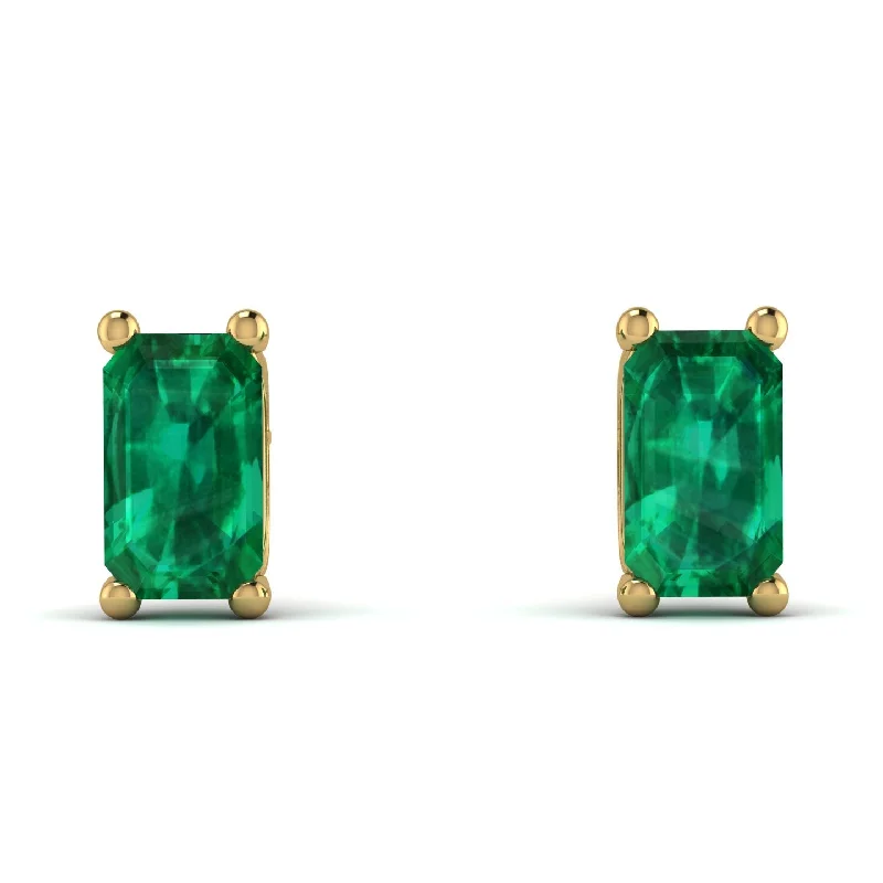 sterling silver diamond earrings for women-Hidden Diamonds Emerald Cut Emerald Earrings - Angel No. 4