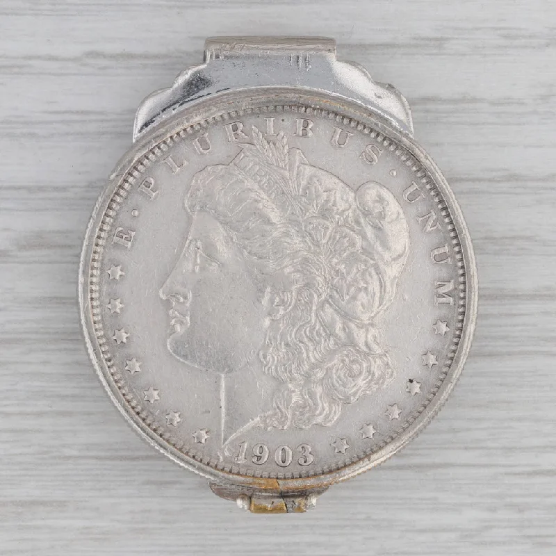 stackable engagement rings for women-1903 Morgan Silver Dollar Money Clip Adjustable Side Vintage keepsake