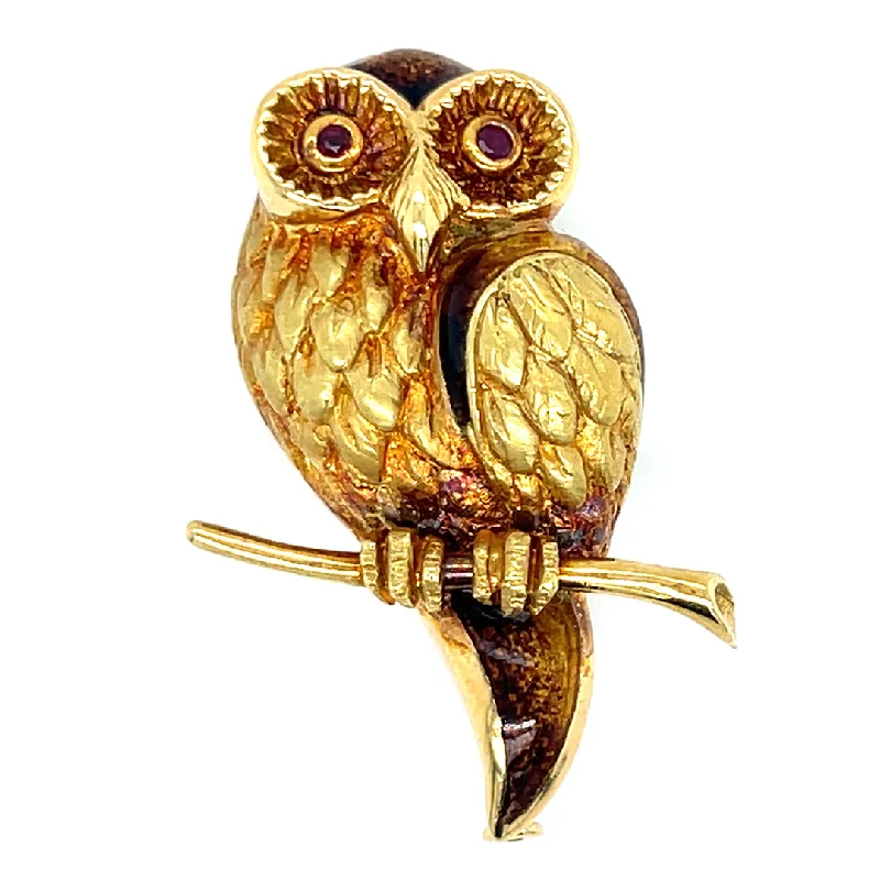 floral diamond brooch for women-Owl Brooch