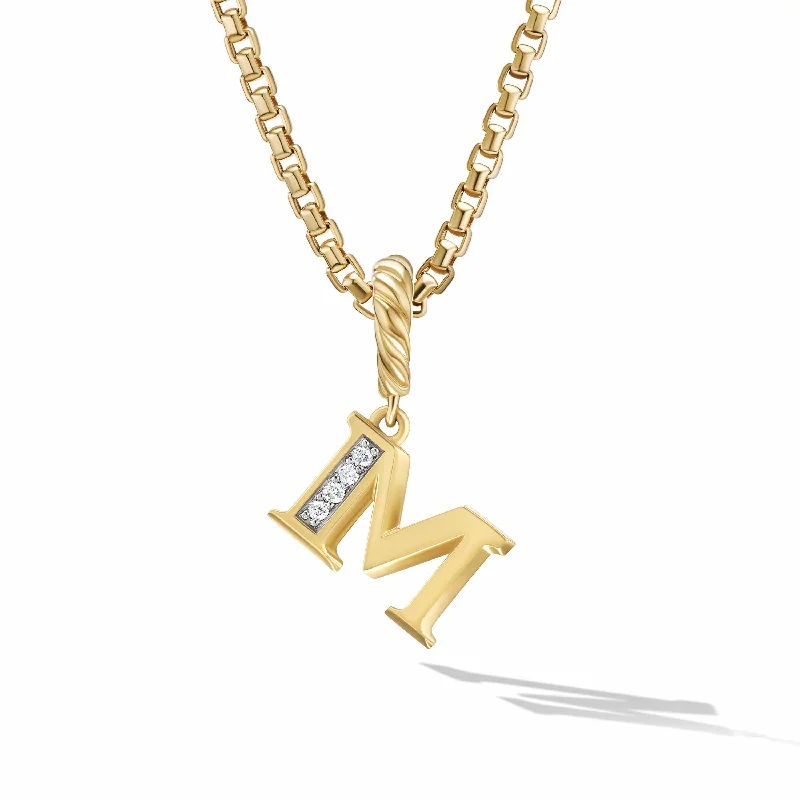 celestial pendant necklace for women-Pave Initial Pendant in 18K Yellow Gold with Diamonds