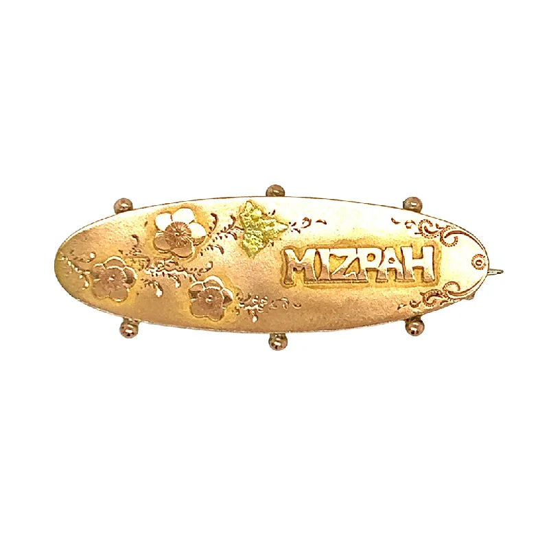 classic gold brooch for women-Mizpah Brooch