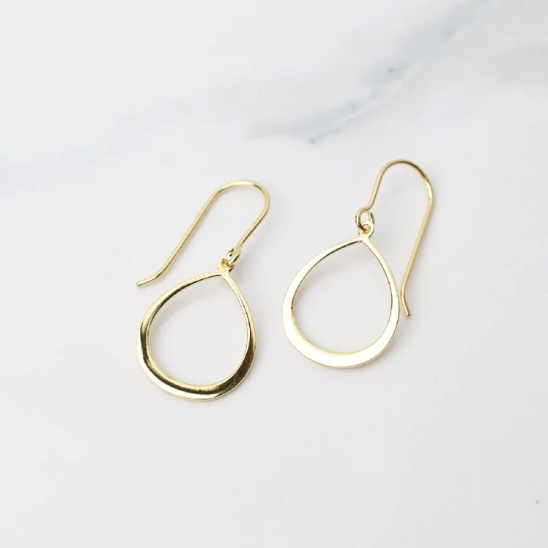 rose gold drop earrings for women-Flat Open Teardrop Earrings - Gold Vermeil