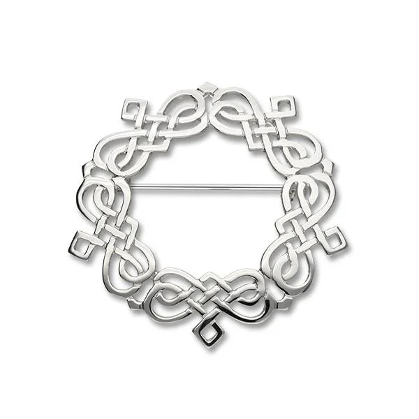 vintage floral brooch for women-Celtic Silver Brooch B306