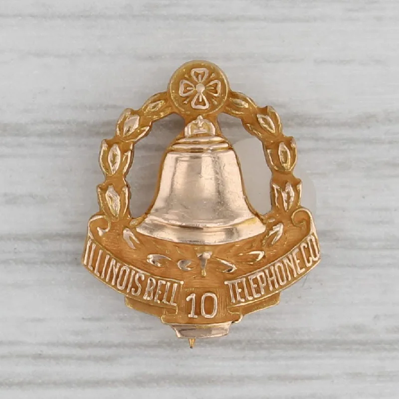 stackable engagement rings for women-Illinois Bell Telephone Co Pin 10k Gold 10 Years Service Award