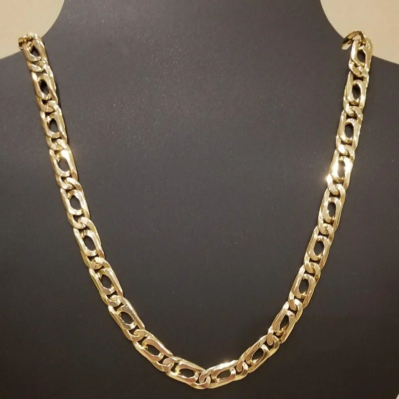 geometric pendant necklace for women-9 kt Yellow Gold Figaro Chain