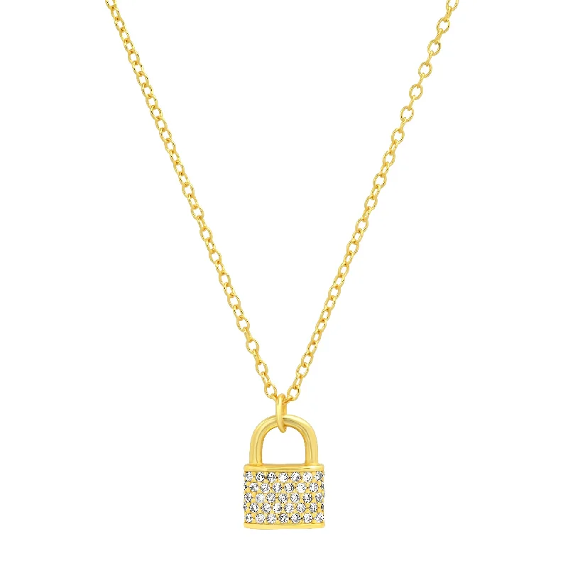 multi-strand necklace for women-PADLOCK CHARM NECLACE, GOLD