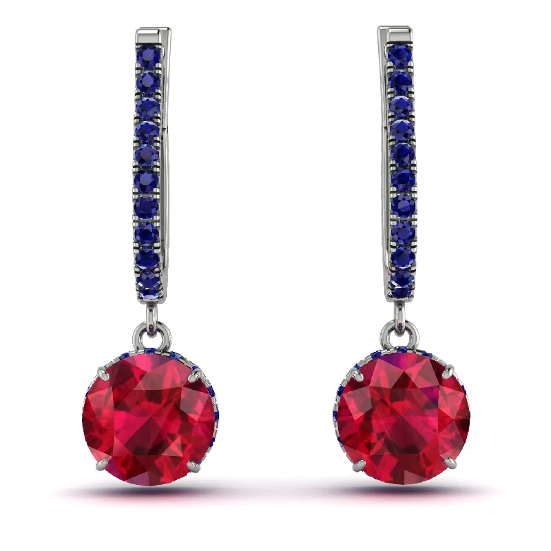 large hoop earrings for women-Ruby Dangle Earrings With Hidden Halo - Adaline No. 72