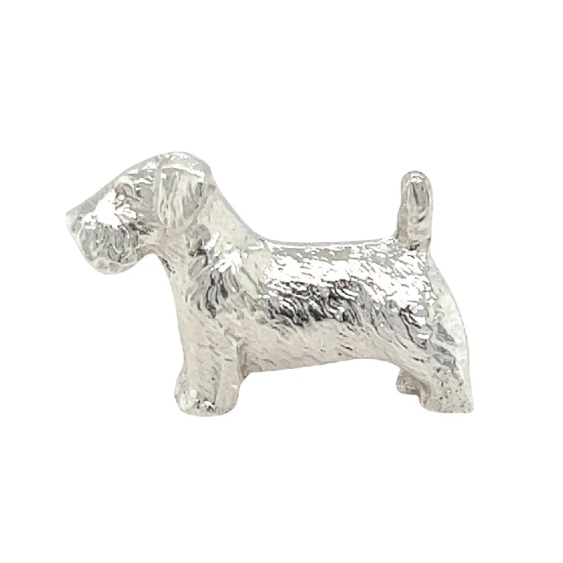 hand-crafted brooch for women-Silver Dog Brooch