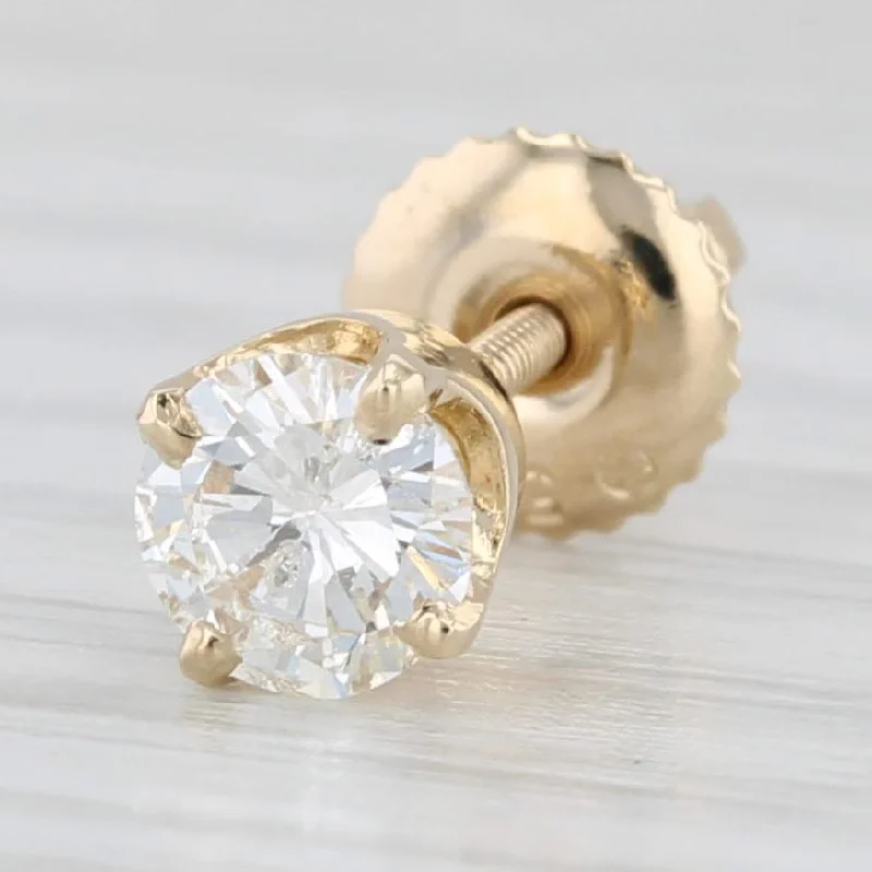 engagement rings with diamonds for women-New Single 0.45ct Diamond Solitaire Stud Earring 14k Yellow Gold