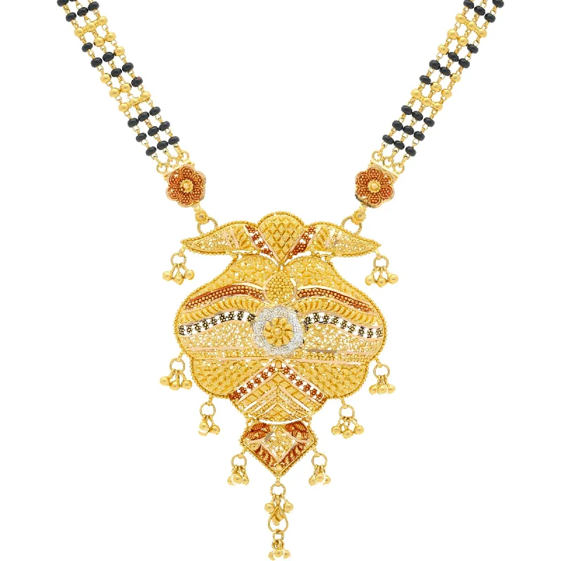 gemstone charm necklace for women-22K Gold Mangalsutra Black Beads Chain, Length 32inches