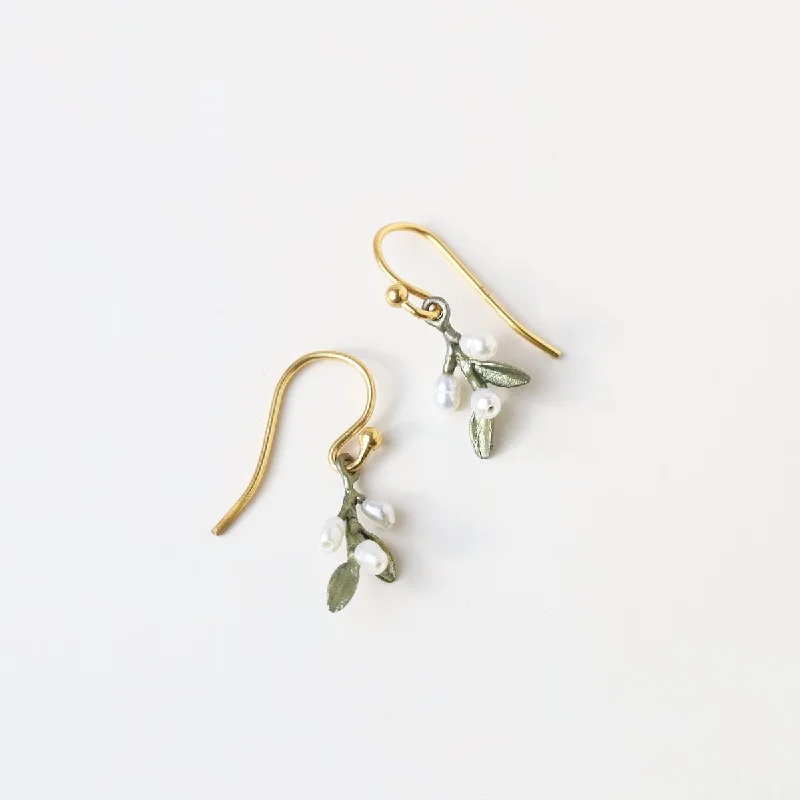 minimalistic earrings for women-Flowering Thyme Dainty Wire Earrings