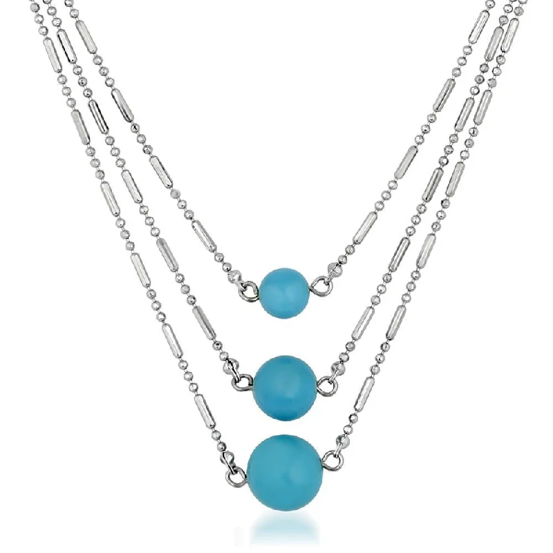 bridal necklace for women-Mahi Designer Multilayered chain Aqua Blue Beads Neckace