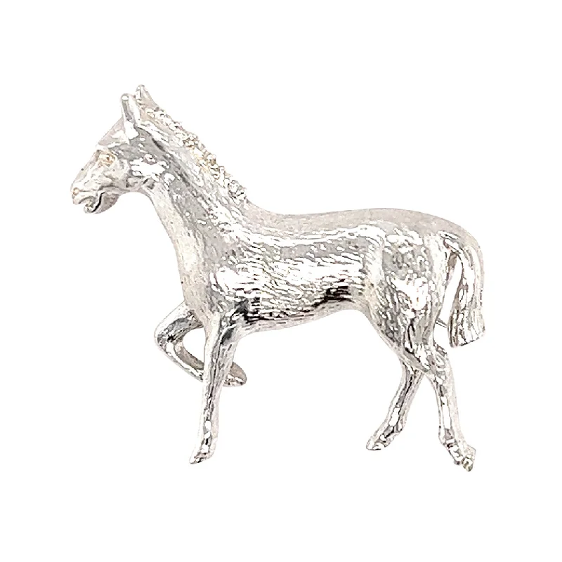 cute animal brooch for women-Silver Horse Brooch