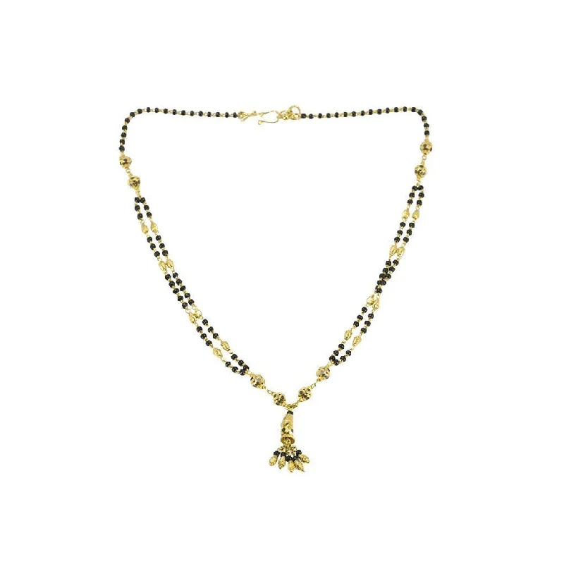 romantic heart-shaped necklace for women-22K Yellow Gold Chain W/ Double Strand & Multi Bead Hanging Pendant