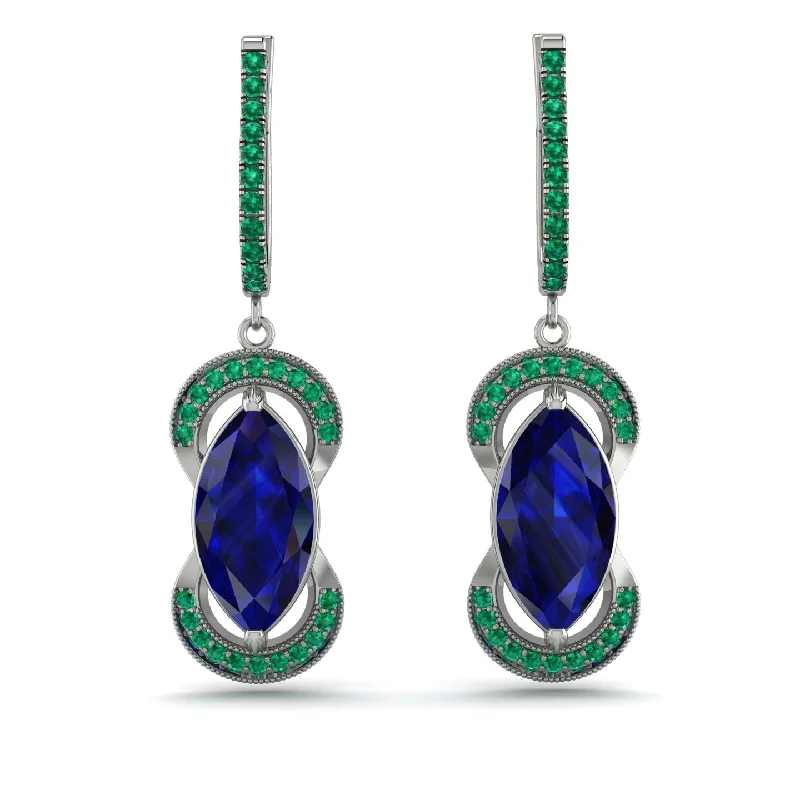 colorful gemstone hoop earrings for women-Marquise Vintage Sapphire Earrings - Marley No. 30