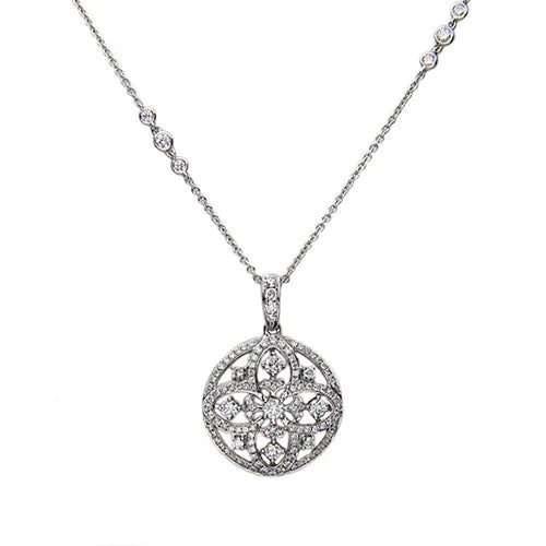 geometric pendant necklace for women-Diamond Round Medallion Pendant