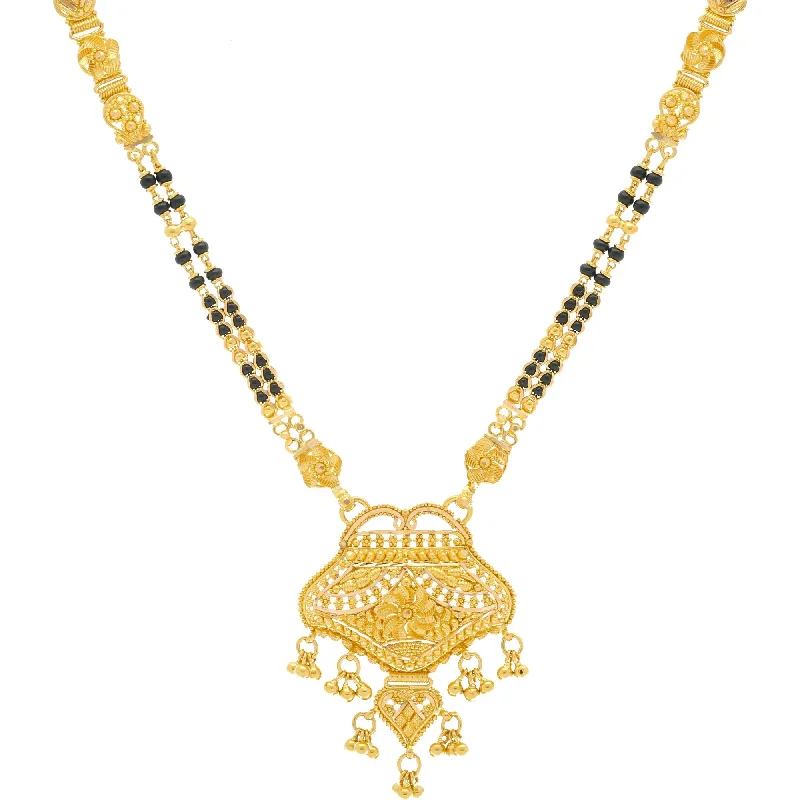 statement chain necklace for women-22K Gold Mangalsutra Black Beads Chain, Length 30inches