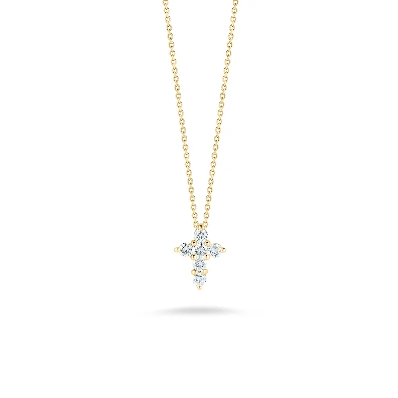 statement chain necklace for women-Diamond Large Baby Cross Pendant