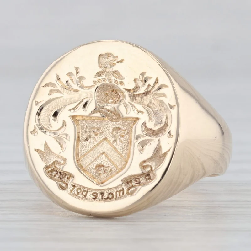 cushion diamond engagement rings for women-Coat of Arms Wax Seal Ring 14k Yellow Gold Size 10.25 Signet