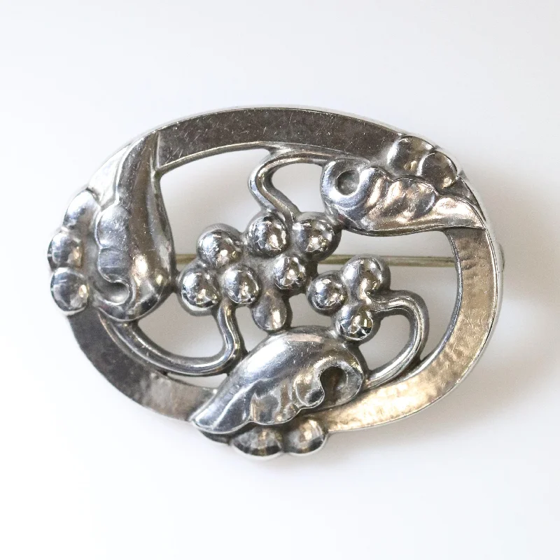 geometric crystal brooch for women-Vintage Georg Jensen Jewelry | Moonlight Grapes Brooch 101